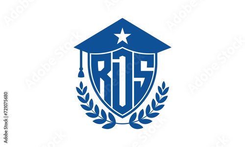 RDS three letter iconic academic logo design vector template. monogram, abstract, school, college, university, graduation cap symbol logo, shield, model, institute, educational, coaching canter, tech photo