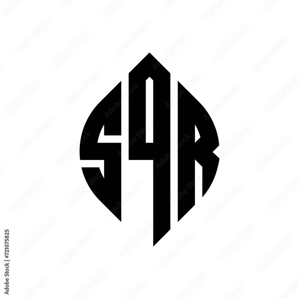 SQR circle letter logo design with circle and ellipse shape. SQR ellipse letters with typographic style. The three initials form a circle logo. SQR circle emblem abstract monogram letter mark vector. SQR circle letter logo design with circle and ellipse shape. SQR ellipse letters with typographic style. The three initials form a circle logo. SQR circle emblem abstract monogram letter mark vector.