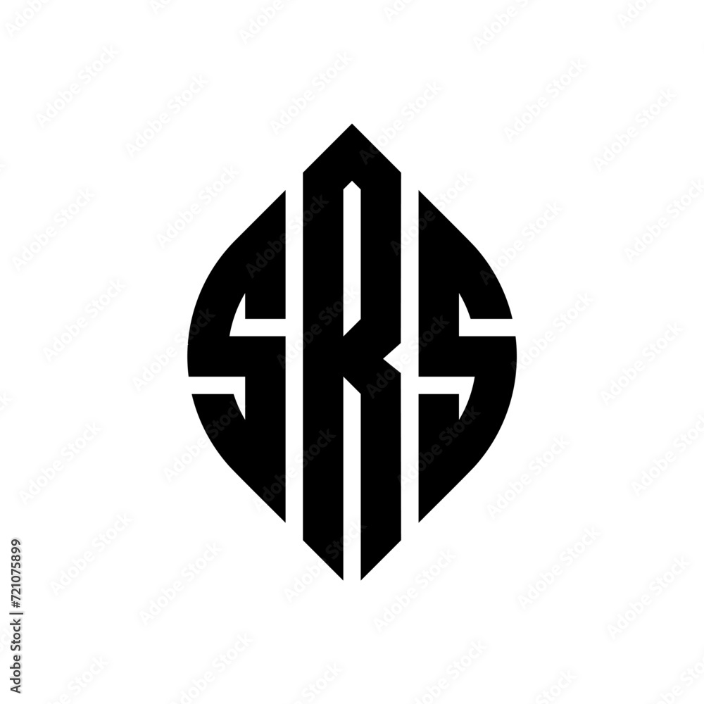 Obraz premium SRS circle letter logo design with circle and ellipse shape. SRS ellipse letters with typographic style. The three initials form a circle logo. SRS circle emblem abstract monogram letter mark vector.