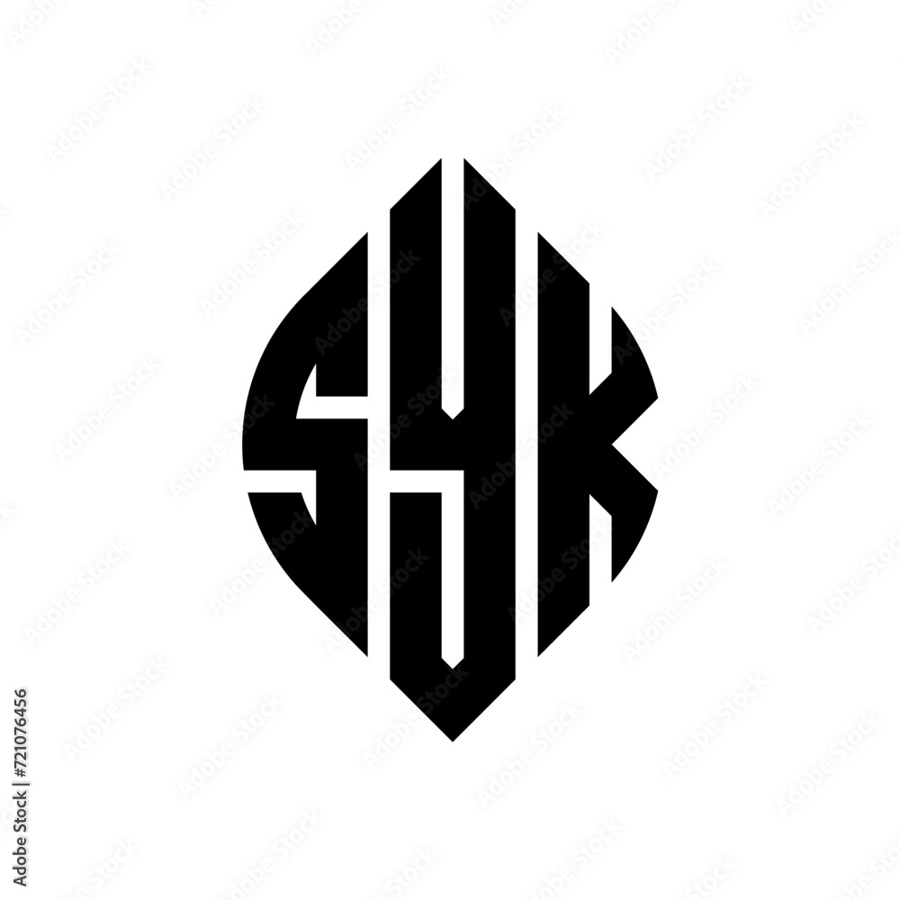 SYK circle letter logo design with circle and ellipse shape. SYK ellipse letters with typographic style. The three initials form a circle logo. SYK circle emblem abstract monogram letter mark vector. SYK circle letter logo design with circle and ellipse shape. SYK ellipse letters with typographic style. The three initials form a circle logo. SYK circle emblem abstract monogram letter mark vector.