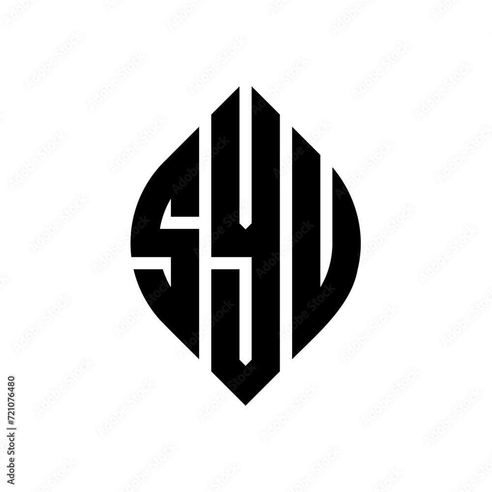 SYU circle letter logo design with circle and ellipse shape. SYU ellipse letters with typographic style. The three initials form a circle logo. SYU circle emblem abstract monogram letter mark vector. SYU circle letter logo design with circle and ellipse shape. SYU ellipse letters with typographic style. The three initials form a circle logo. SYU circle emblem abstract monogram letter mark vector.