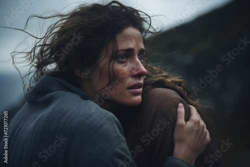 A woman's face filled with forgiveness as she reconciles with a loved one after a long estrangement. photo