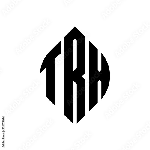 TRX circle letter logo design with circle and ellipse shape. TRX ellipse letters with typographic style. The three initials form a circle logo. TRX circle emblem abstract monogram letter mark vector.