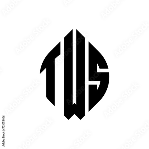 TWS circle letter logo design with circle and ellipse shape. TWS ellipse letters with typographic style. The three initials form a circle logo. TWS circle emblem abstract monogram letter mark vector.