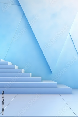 Stairs Leading to Blue Wall