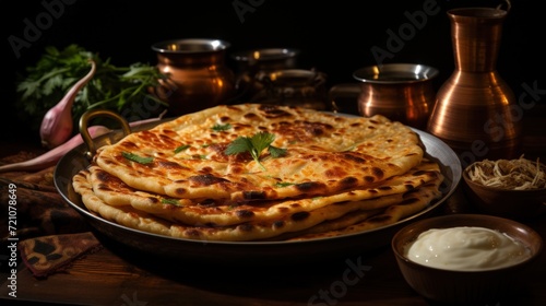 Aloo Paratha with Yogurt  Indian style. Best For Banner  Flyer  and Poster