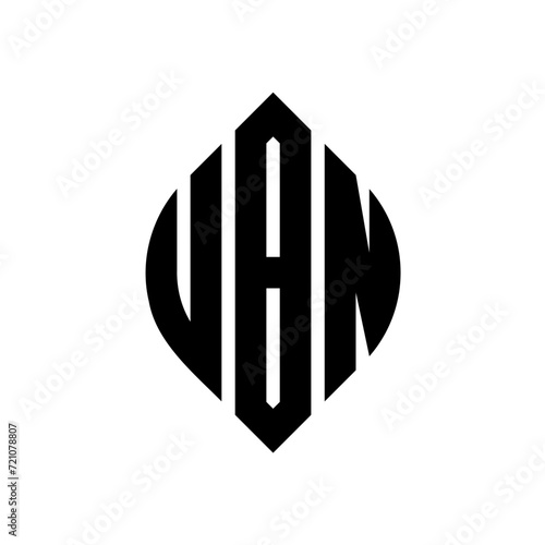 UBN circle letter logo design with circle and ellipse shape. UBN ellipse letters with typographic style. The three initials form a circle logo. UBN circle emblem abstract monogram letter mark vector. photo