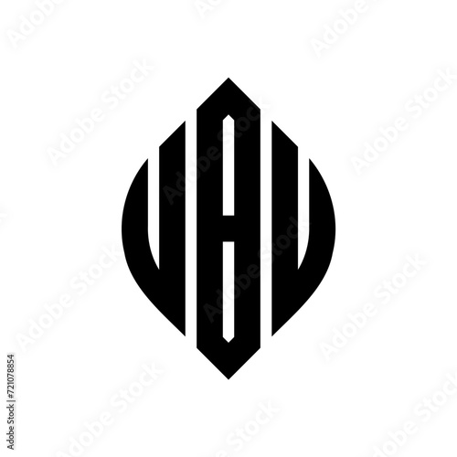UBU circle letter logo design with circle and ellipse shape. UBU ellipse letters with typographic style. The three initials form a circle logo. UBU circle emblem abstract monogram letter mark vector. photo