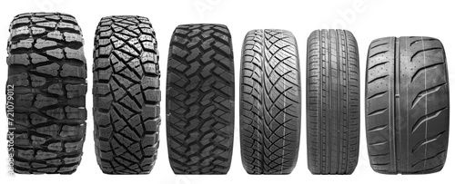 Collection set tire tread isolated on white background with clipping path photo