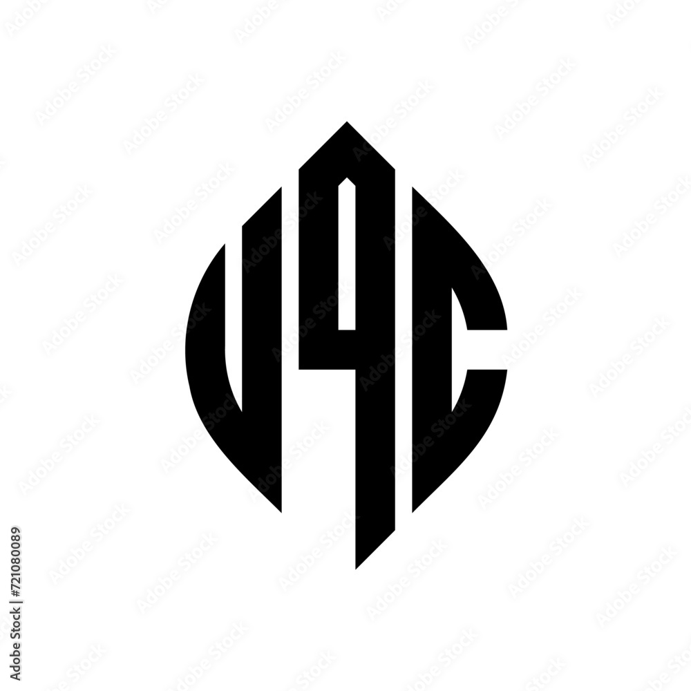 UQC circle letter logo design with circle and ellipse shape. UQC ellipse letters with typographic style. The three initials form a circle logo. UQC circle emblem abstract monogram letter mark vector.