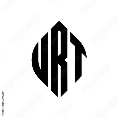 URT circle letter logo design with circle and ellipse shape. URT ellipse letters with typographic style. The three initials form a circle logo. URT circle emblem abstract monogram letter mark vector. photo