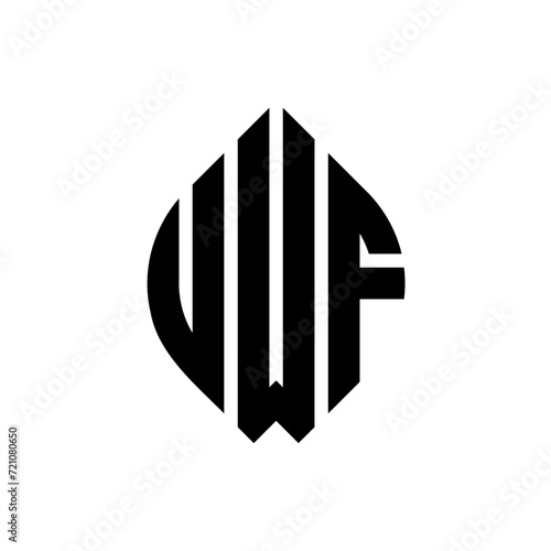 UWF circle letter logo design with circle and ellipse shape. UWF ellipse letters with typographic style. The three initials form a circle logo. UWF circle emblem abstract monogram letter mark vector.