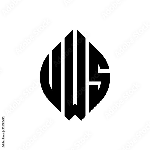 UWS circle letter logo design with circle and ellipse shape. UWS ellipse letters with typographic style. The three initials form a circle logo. UWS circle emblem abstract monogram letter mark vector. photo