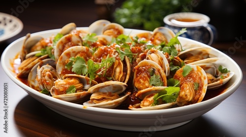 Black Bean Sauce Clams. Best For Banner, Flyer, and Poster photo