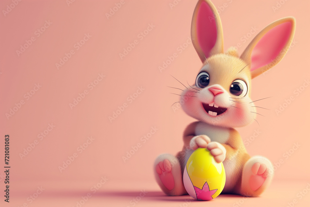Fototapeta premium easter bunny and egg with copy space