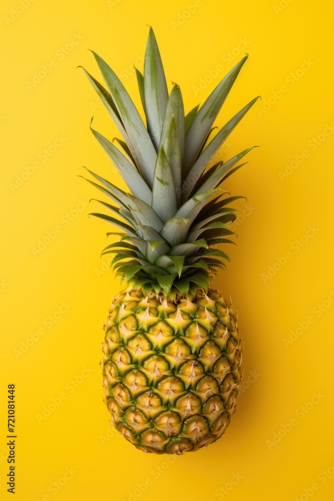 Vibrant Yellow Pineapple on Colorful Background AI Generated