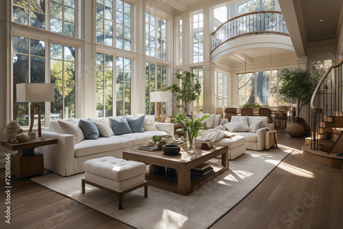 Step into the radiant charm of a beautiful living room, where the combination of natural light and tasteful decor creates an inviting and visually pleasing environment.