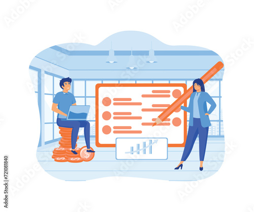 Cost optimization. Financial and marketing strategy ideas. Balance of costs and income. flat vector modern illustration 