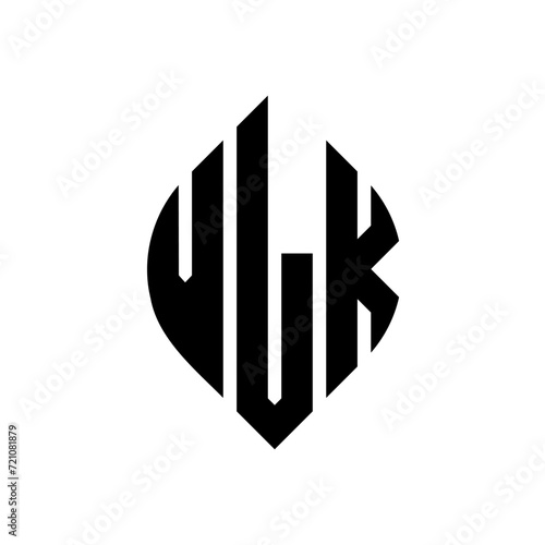 VLK circle letter logo design with circle and ellipse shape. VLK ellipse letters with typographic style. The three initials form a circle logo. VLK circle emblem abstract monogram letter mark vector.