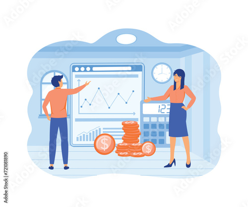 Cost optimization concept. Financial and marketing strategy ideas. Balance of costs and income. flat vector modern illustration 