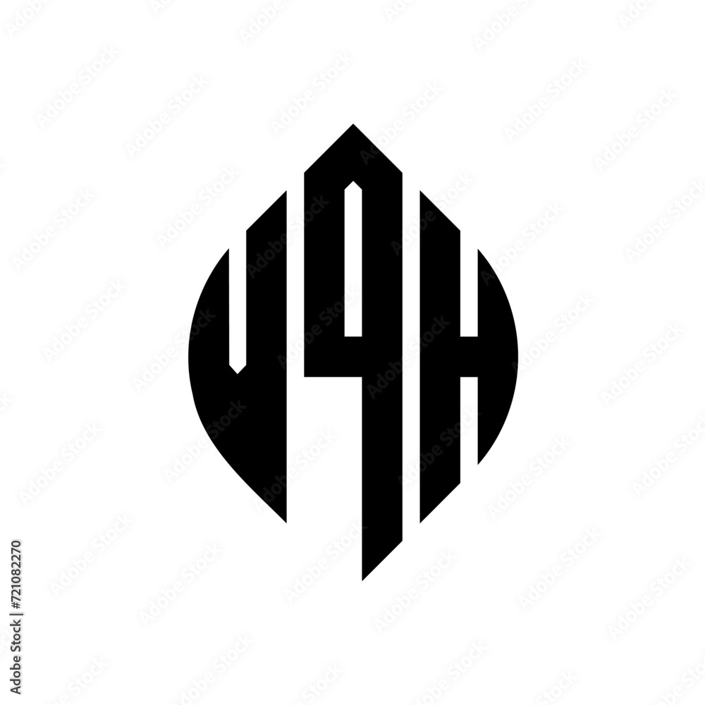 VQH circle letter logo design with circle and ellipse shape. VQH ellipse letters with typographic style. The three initials form a circle logo. VQH circle emblem abstract monogram letter mark vector. VQH circle letter logo design with circle and ellipse shape. VQH ellipse letters with typographic style. The three initials form a circle logo. VQH circle emblem abstract monogram letter mark vector.