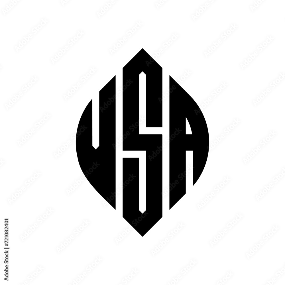 VSA circle letter logo design with circle and ellipse shape. VSA ellipse letters with typographic style. The three initials form a circle logo. VSA circle emblem abstract monogram letter mark vector. VSA circle letter logo design with circle and ellipse shape. VSA ellipse letters with typographic style. The three initials form a circle logo. VSA circle emblem abstract monogram letter mark vector.