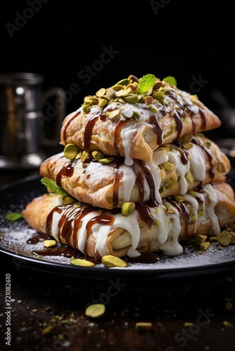 Cannoli with Pistachios. Best For Banner, Flyer, and Poster