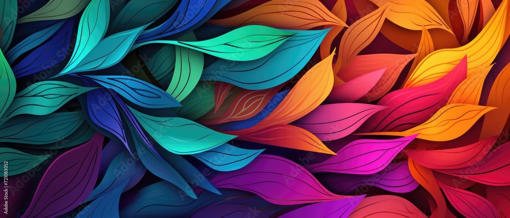 A captivating abstract wallpaper with a floral leaves pattern, highlighted by bold colors and gradients, perfect for adding a vibrant touch to any space, Ai Generated. A captivating abstract wallpaper with a floral leaves pattern, highlighted by bold colors and gradients, perfect for adding a vibrant touch to any space, Ai Generated.
