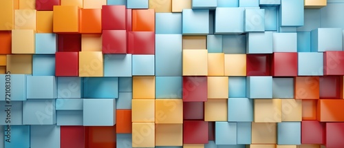 Abstract 3D gloss texture wall featuring bright geometric pastel colors, Ai Generated.
