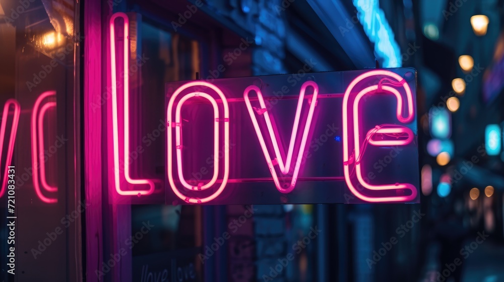 Close-up of a neon sign displaying the word Close-up of a neon sign displaying the word