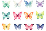 Colorful Butterfly Collection Watercolor Clipart Set for Baby Shower and Celebration Designs