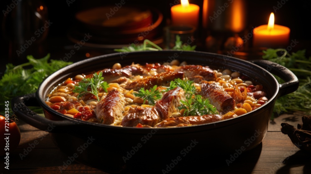 Cassoulet with Duck Confit. Best For Banner, Flyer, and Poster