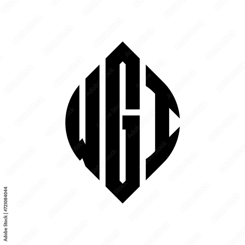 WGI circle letter logo design with circle and ellipse shape. WGI ellipse letters with typographic style. The three initials form a circle logo. WGI circle emblem abstract monogram letter mark vector. WGI circle letter logo design with circle and ellipse shape. WGI ellipse letters with typographic style. The three initials form a circle logo. WGI circle emblem abstract monogram letter mark vector.