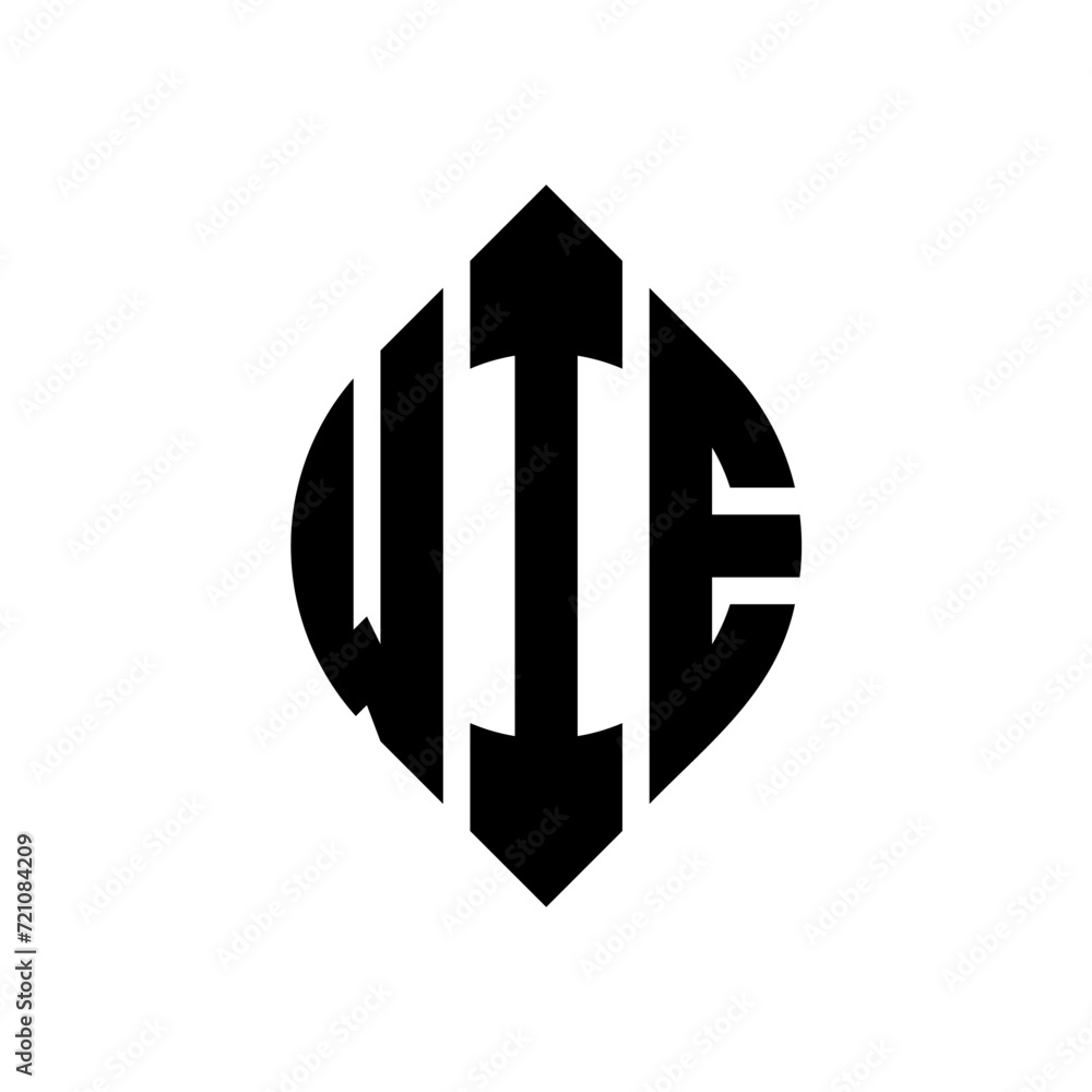 WIE circle letter logo design with circle and ellipse shape. WIE ellipse letters with typographic style. The three initials form a circle logo. WIE circle emblem abstract monogram letter mark vector. - obrazy, fototapety, plakaty 