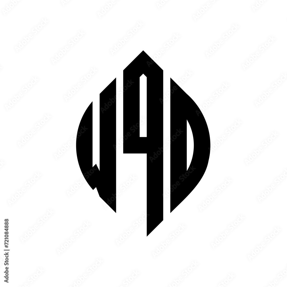 WQD circle letter logo design with circle and ellipse shape. WQD ellipse letters with typographic style. The three initials form a circle logo. WQD circle emblem abstract monogram letter mark vector.