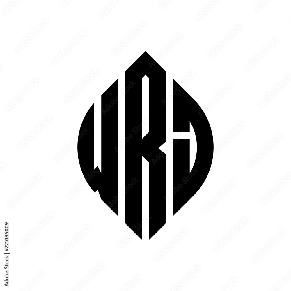 WRJ circle letter logo design with circle and ellipse shape. WRJ ellipse letters with typographic style. The three initials form a circle logo. WRJ circle emblem abstract monogram letter mark vector. WRJ circle letter logo design with circle and ellipse shape. WRJ ellipse letters with typographic style. The three initials form a circle logo. WRJ circle emblem abstract monogram letter mark vector.