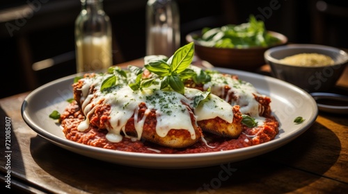 Chicken Parmesan with Marinara Sauce. Best For Banner, Flyer, and Poster