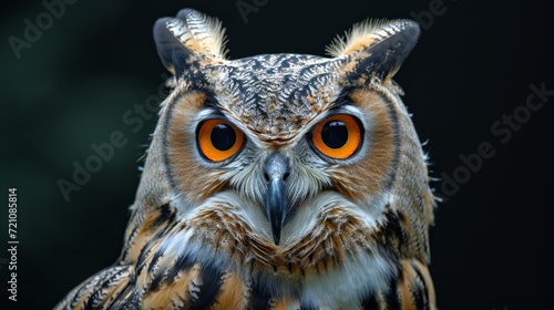 Eurasian Eagle Owl on Black Background