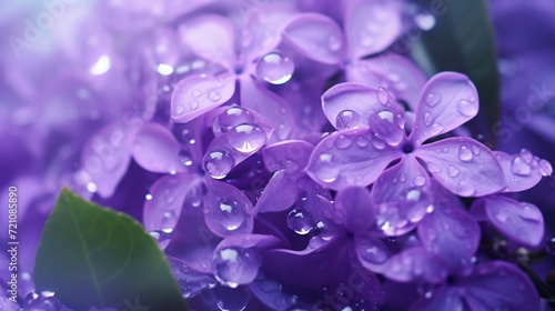 Morning Dew  Photograph lilac violet flowers early in the morning  capturing the delicate water droplets or morning dew on the petals.