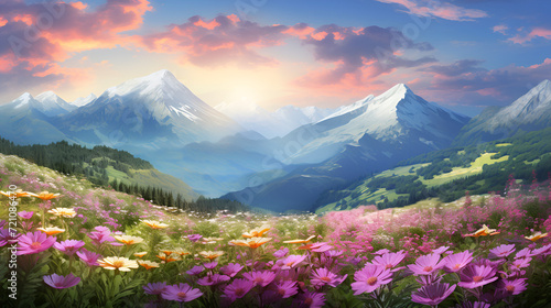 Alpine Majesty: Fields of Wildflowers © Hamida