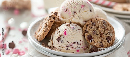 Ice Cream, Cookie, and Cake Delight: A Delectable Feast of Creamy Ice Cream, Irresistible Cookies, and Moist Cake photo