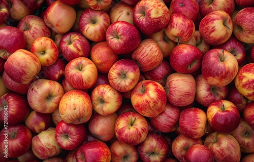 many fresh red organic apples that have just been freshly harvested. many fresh organic apple background