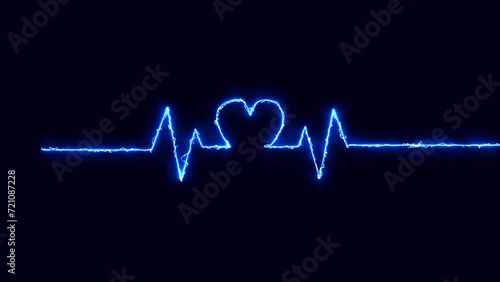Heartbeat Line Animation, Cardiogram cardiograph oscilloscope screen, Cardiograph heartbeat pulse rate line glowing photo
