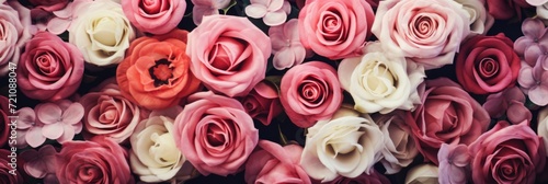 colorful roses background close up