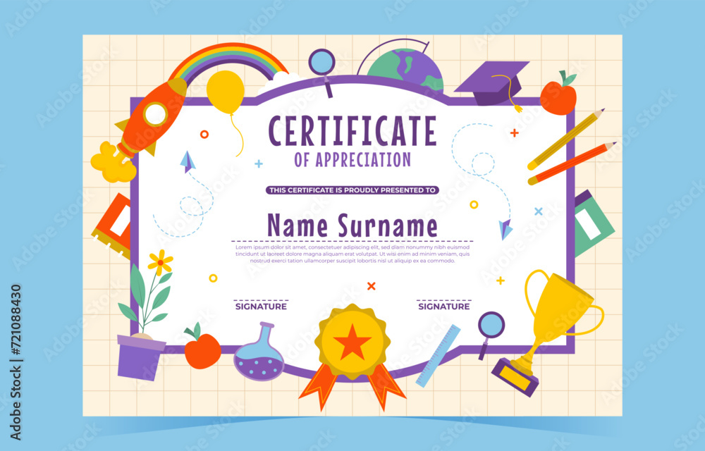 Fun Cute Certificate Template for Children - obrazy, fototapety, plakaty 
