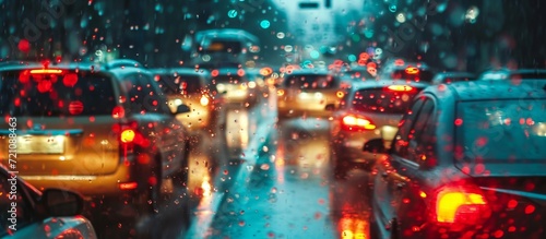 Chaotic and Challenging: Navigating Through Dense Traffic on a Rainy Day © AkuAku