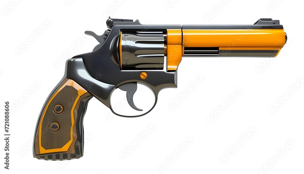 Isolated modern two-colored firearm revolver gun