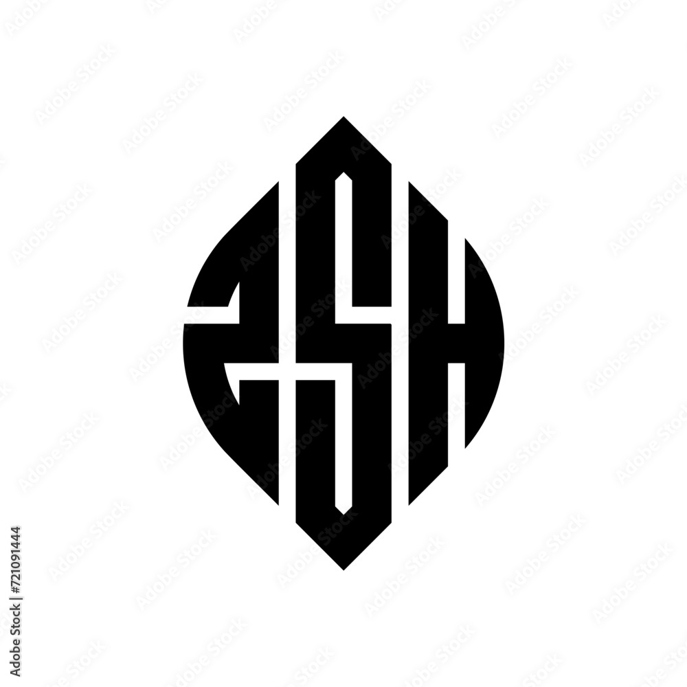 ZSH circle letter logo design with circle and ellipse shape. ZSH ellipse letters with typographic style. The three initials form a circle logo. ZSH circle emblem abstract monogram letter mark vector. ZSH circle letter logo design with circle and ellipse shape. ZSH ellipse letters with typographic style. The three initials form a circle logo. ZSH circle emblem abstract monogram letter mark vector.