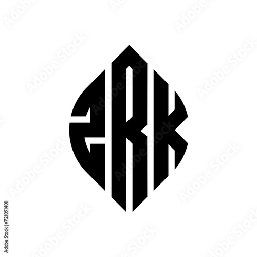 ZRK circle letter logo design with circle and ellipse shape. ZRK ellipse letters with typographic style. The three initials form a circle logo. ZRK circle emblem abstract monogram letter mark vector. photo