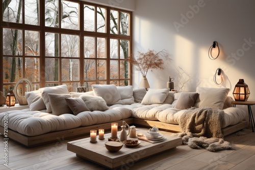 Create a haven of comfort in your modern living room with Scandinavian hygge design. 
